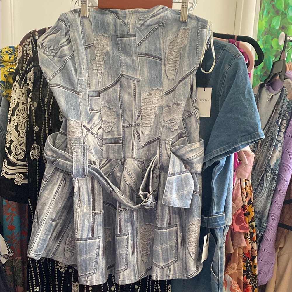 Forever 21 - NWT Denim Patterned Pleated Dress(curvy size)
